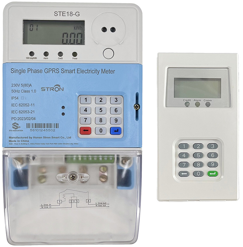 Frankierte aufgeteilte Tastatur-einphasig-Energie-Meter-niedrige Kredit-Warnungs-Scheinart
