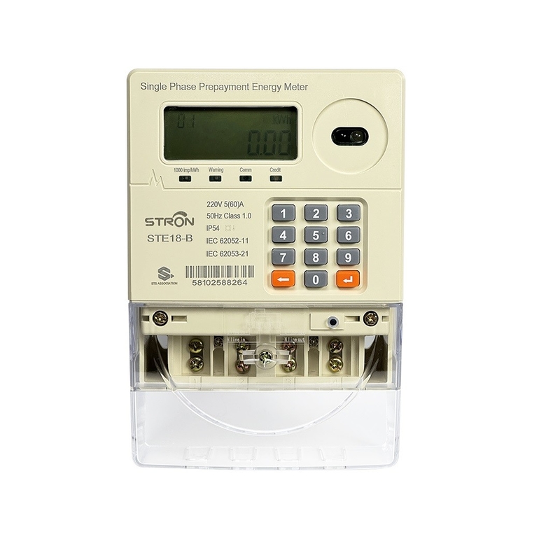 IP54 Intelligenter Mehrtarif/Anti-Fälschungs-/Leistungsbegrenzungsvorbezahlter Tastatur-Einphasen-Stromzähler mit Verkaufssoftware