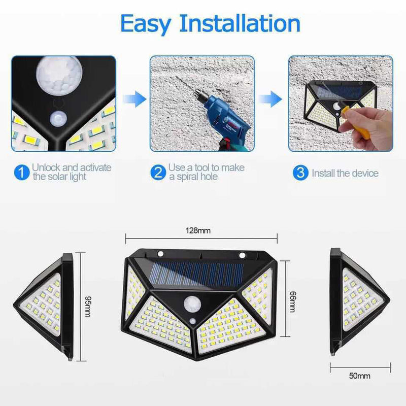 Körper-Induktions-Korridor-Solarlichter der Hof-Wand-Lampen-100LED im Freien