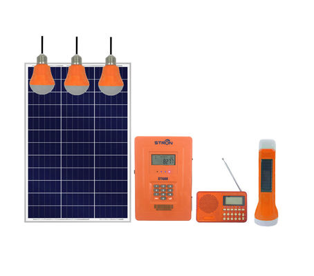 30W 76,8Wh Solarstromsystem mit Vorauszahlung und 3W LED-Lampen